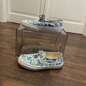 Vans Floral Bow Sneakers Size Kids 13.5 Color White/Blue/Green